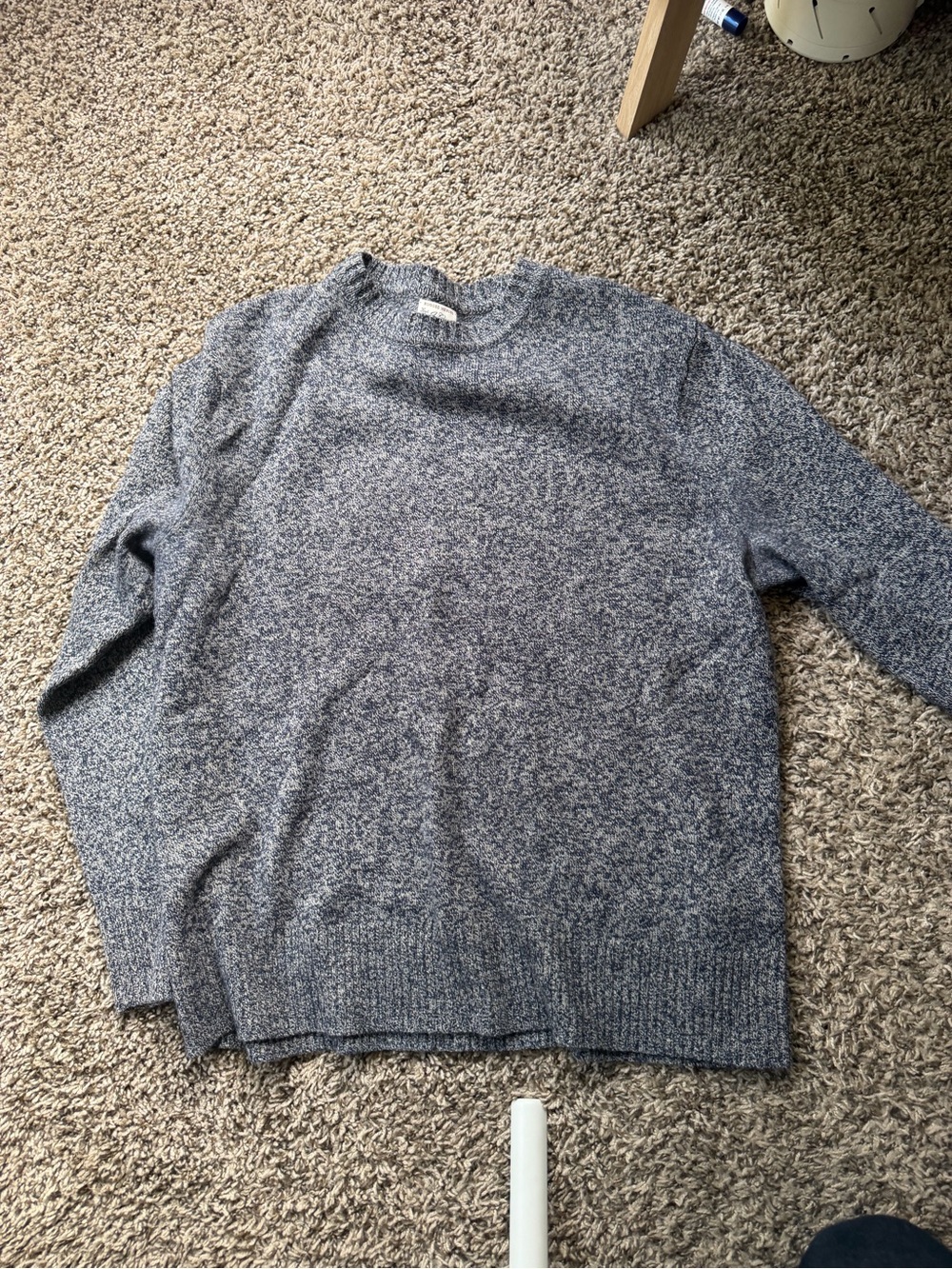 J. Crew Men's Heather Navy Crewneck Sweater